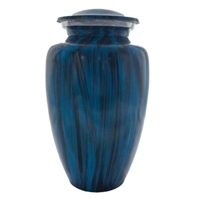 Ceramic Adult Urn - Blue and Black Stripe
