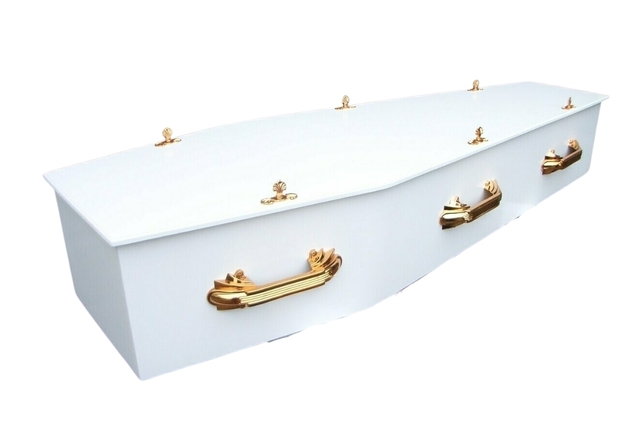 MDF Painted with Bleached Calico Lining Coffin Package