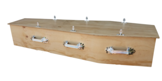 Plywood Bare Wood Bleached Calico Lining Coffin Package