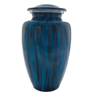 Ceramic Adult Urn - Blue and Black Stripe